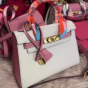 Stylish Pink and White Special Order Bag- Kelly 25ish-Completely Handmade